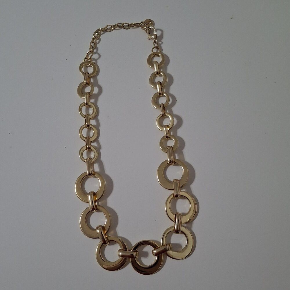 Swan Brand Gold Tone Graduated Chain Ring Ringlet Necklace Adjustable